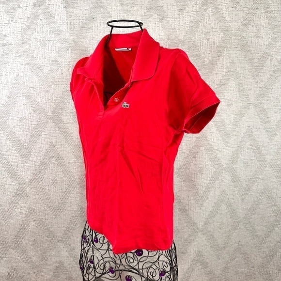 Lacoste Devanlay red baby tee polo size 40 - Picture 7 of 11
